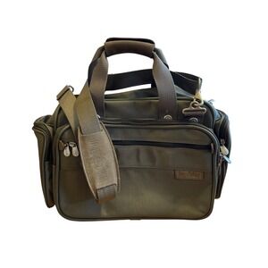 Briggs & Riley Baseline Weekender Cabin Bag Olive Green Canvas Travel Duffel